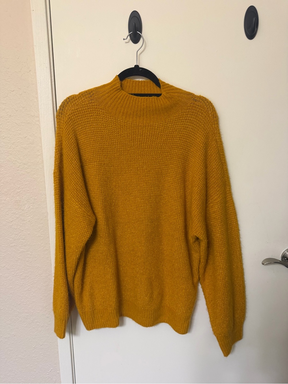 JustFab Women's Mustard Yellow Mock Neck Knit Sweater